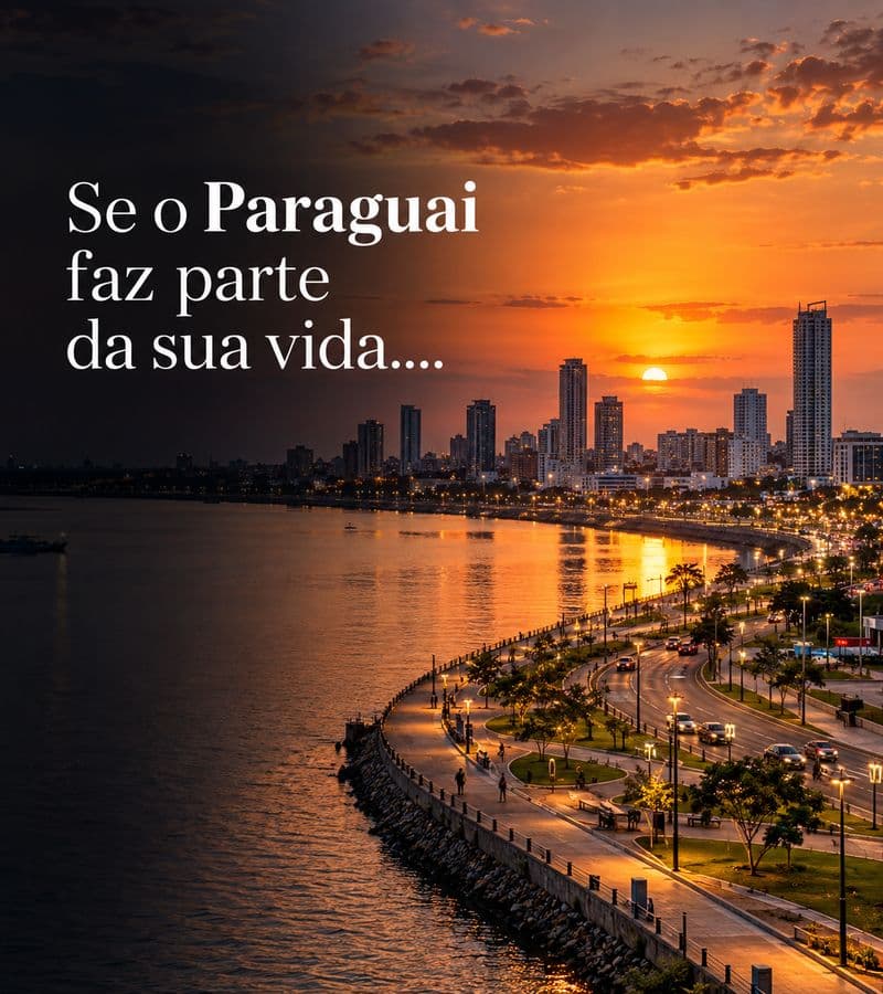 Vista da Costanera de Assunção ao entardecer
